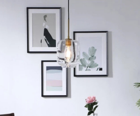 Collier 1 light Brass and Clear glass pendant