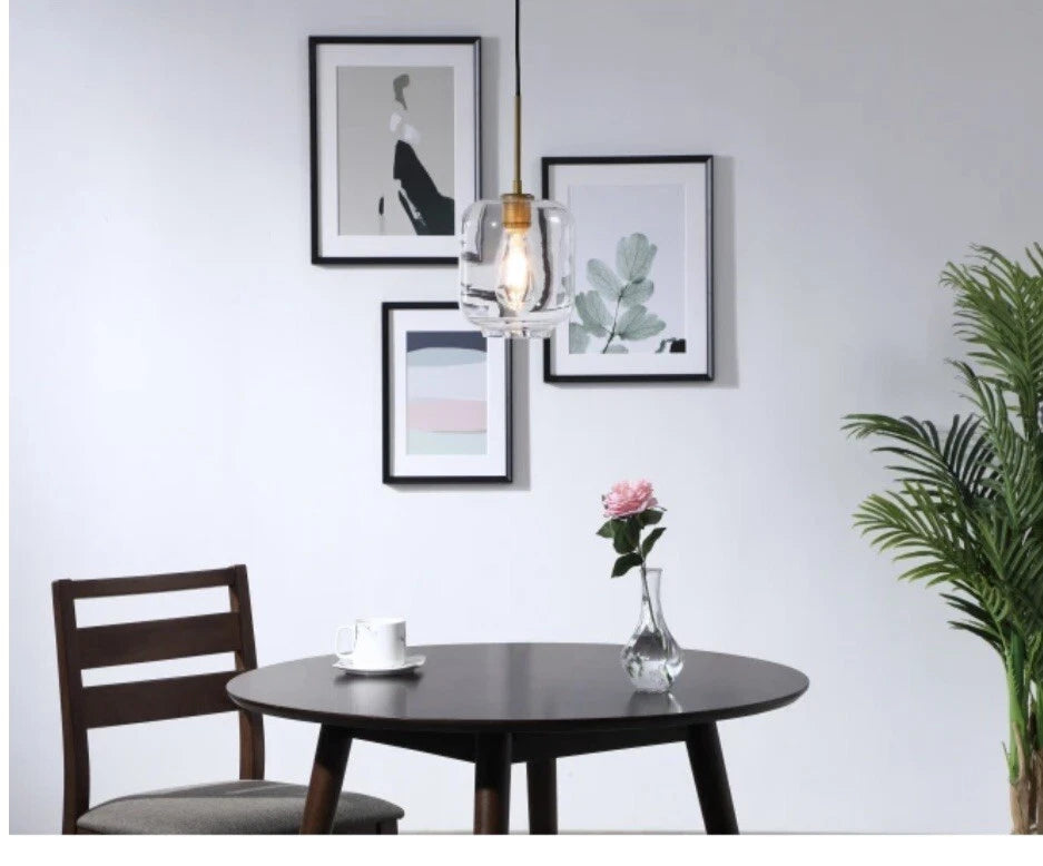 Collier 1 light Brass and Clear glass pendant