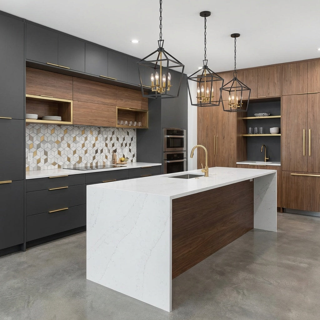 12" Four Light Lacey Pendant in Antique Black & Gold by TransGlobe