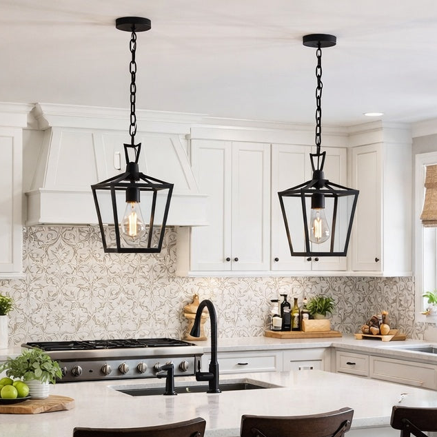 Lacey 8" 1 light traditional pendant in black by TransGlobe