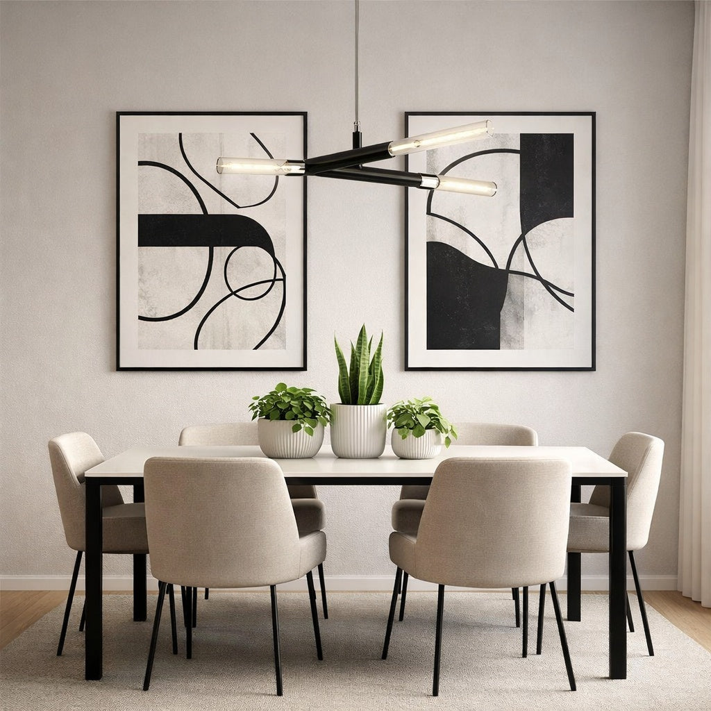 Creative 2-tier rotatable pendant from Tubo collection in Matte Black & Chrome by Matteo