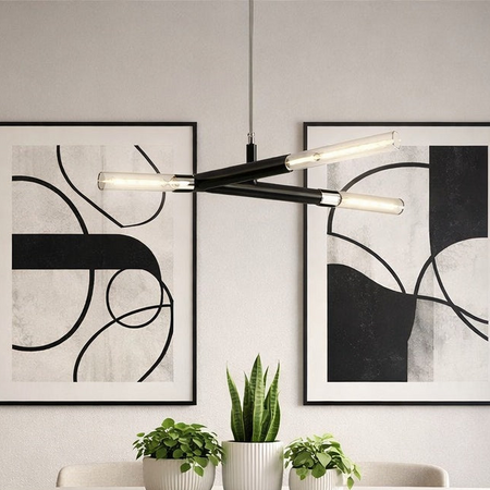 Creative 2-tier rotatable pendant from Tubo collection in Matte Black & Chrome by Matteo